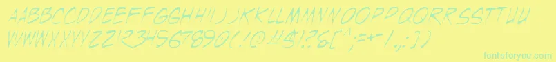 Fonte Wyldt – fontes verdes em um fundo amarelo