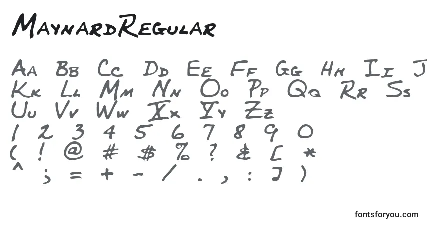 Czcionka MaynardRegular – alfabet, cyfry, specjalne znaki