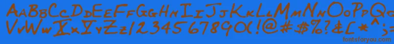 フォントMaynardRegular – 茶色の文字が青い背景にあります。