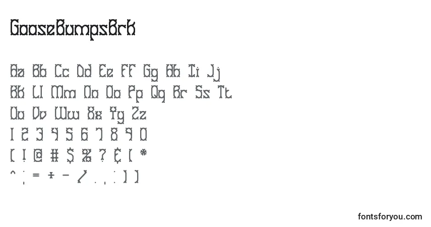 GooseBumpsBrk Font – alphabet, numbers, special characters