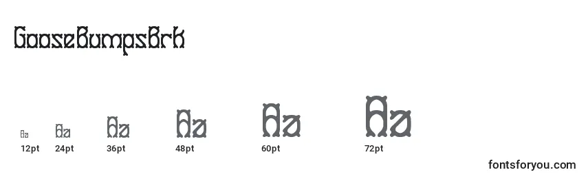 Tamaños de fuente GooseBumpsBrk