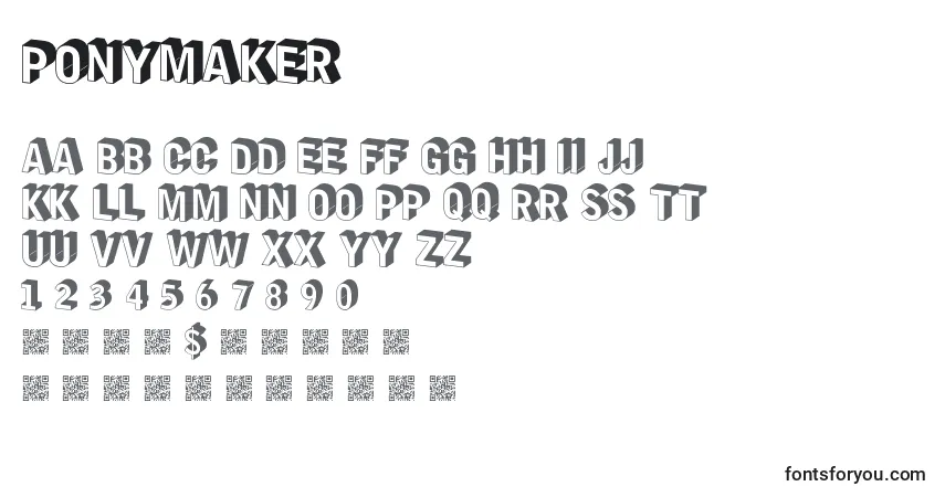 Ponymaker-fontti – aakkoset, numerot, erikoismerkit