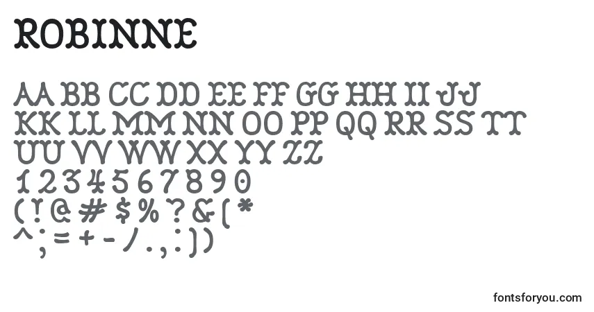 Czcionka Robinne – alfabet, cyfry, specjalne znaki