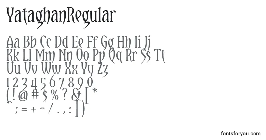 Schriftart YataghanRegular – Alphabet, Zahlen, spezielle Symbole