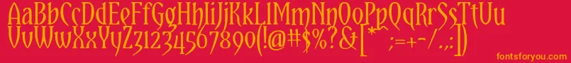 YataghanRegular Font – Orange Fonts on Red Background