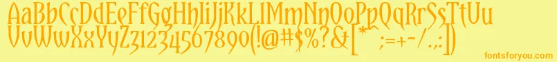YataghanRegular Font – Orange Fonts on Yellow Background