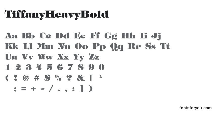 Czcionka TiffanyHeavyBold – alfabet, cyfry, specjalne znaki