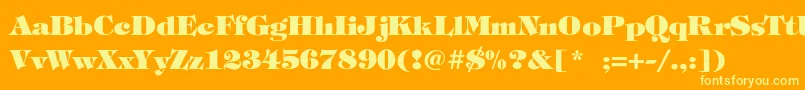 Weitere Informationen zur TiffanyHeavyBold-Schriftart TiffanyHeavyBold-Schriftart – Gelbe Schriften auf orangefarbenem Hintergrund