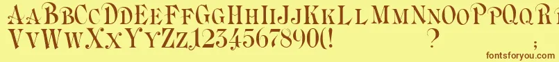 フォントBriolin – 茶色の文字が黄色の背景にあります。