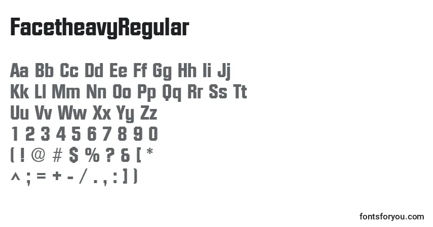 A fonte FacetheavyRegular – alfabeto, números, caracteres especiais