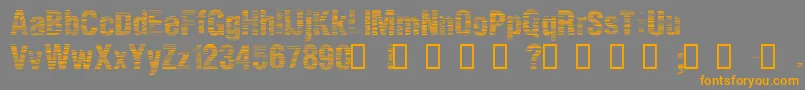 フォントStaticAgeHorizontalHold – オレンジの文字は灰色の背景にあります。