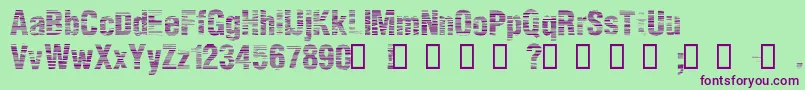 StaticAgeHorizontalHold-fontti – violetit fontit vihreällä taustalla