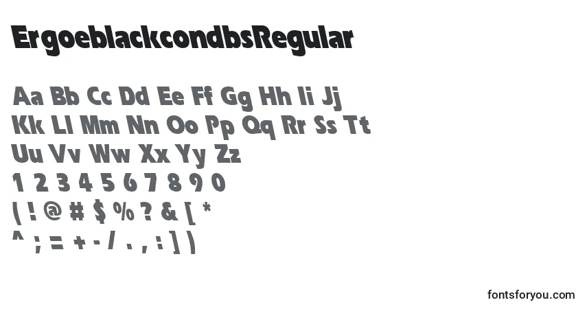 Czcionka ErgoeblackcondbsRegular – alfabet, cyfry, specjalne znaki