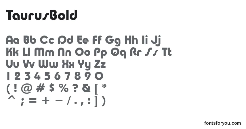 Schriftart TaurusBold – Alphabet, Zahlen, spezielle Symbole