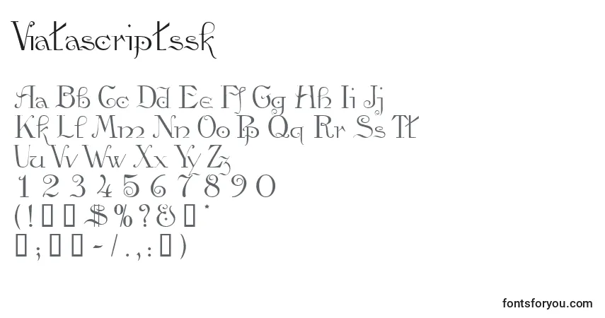 Viatascriptssk-fontti – aakkoset, numerot, erikoismerkit