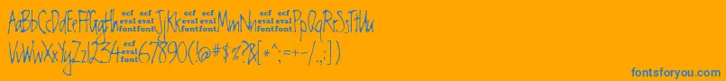 Weitere Informationen zur ChesterEval-Schriftart ChesterEval-Schriftart – Blaue Schriften auf orangefarbenem Hintergrund