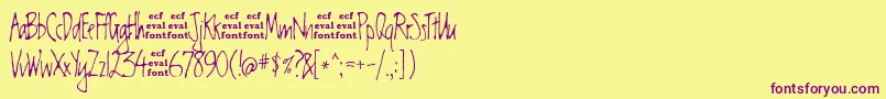 ChesterEval-Schriftart – Violette Schriften auf gelbem Hintergrund