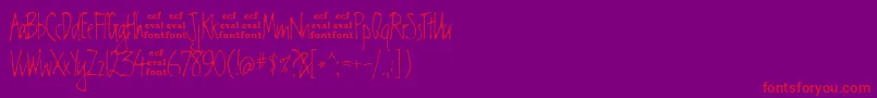 フォントChesterEval – 紫の背景に赤い文字