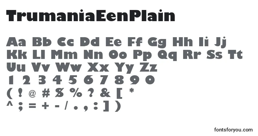 TrumaniaEenPlain-fontti – aakkoset, numerot, erikoismerkit