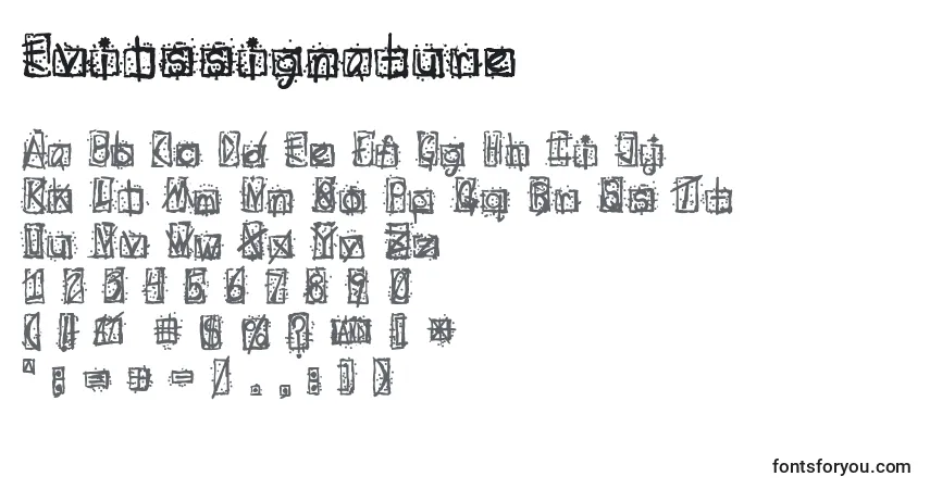 Czcionka Evilssignature – alfabet, cyfry, specjalne znaki