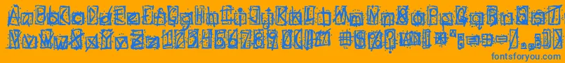 Evilssignature-Schriftart – Blaue Schriften auf orangefarbenem Hintergrund