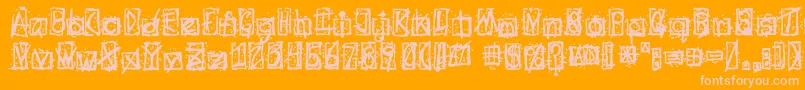 Evilssignature-Schriftart – Rosa Schriften auf orangefarbenem Hintergrund