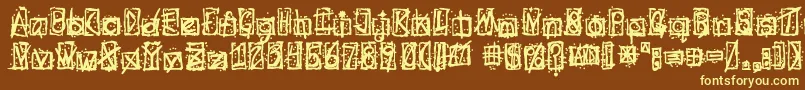 Evilssignature-fontti – keltaiset fontit ruskealla taustalla