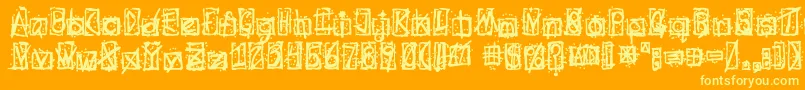 Evilssignature-Schriftart – Gelbe Schriften auf orangefarbenem Hintergrund