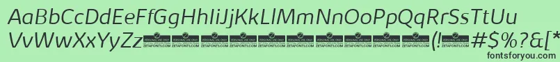 フォントKabrioLightItalicTrial – 緑の背景に黒い文字