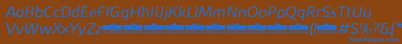 フォントKabrioLightItalicTrial – 茶色の背景に青い文字