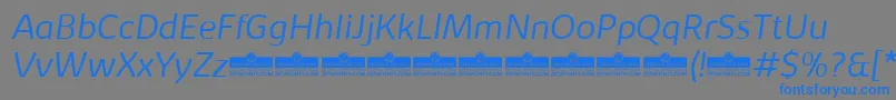 フォントKabrioLightItalicTrial – 灰色の背景に青い文字