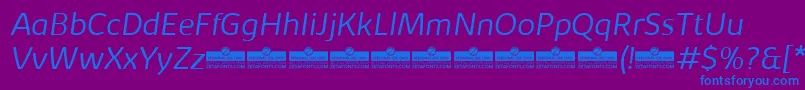 Шрифт KabrioLightItalicTrial – синие шрифты на фиолетовом фоне