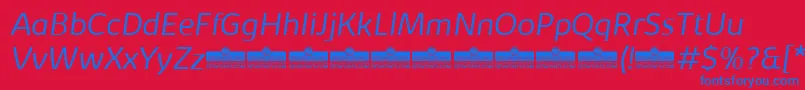 フォントKabrioLightItalicTrial – 赤い背景に青い文字