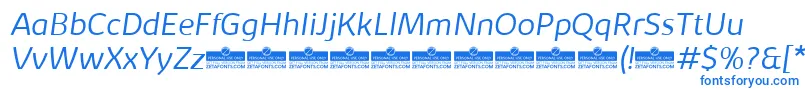 フォントKabrioLightItalicTrial – 白い背景に青い文字