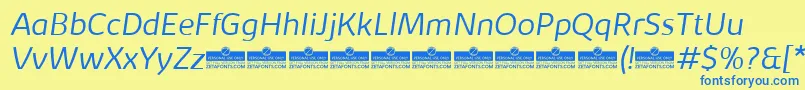 KabrioLightItalicTrial-fontti – siniset fontit keltaisella taustalla