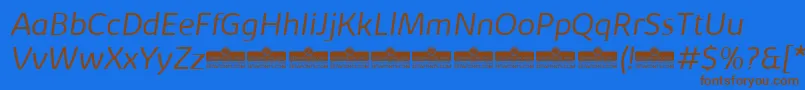 KabrioLightItalicTrial Font – Brown Fonts on Blue Background