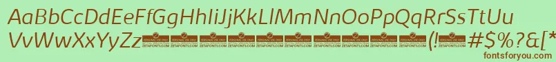 KabrioLightItalicTrial Font – Brown Fonts on Green Background