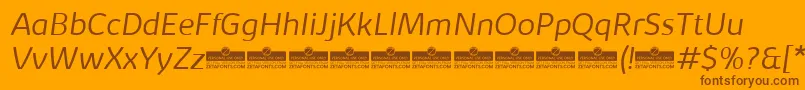 KabrioLightItalicTrial-Schriftart – Braune Schriften auf orangefarbenem Hintergrund