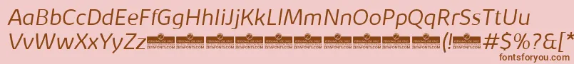 KabrioLightItalicTrial-Schriftart – Braune Schriften auf rosa Hintergrund