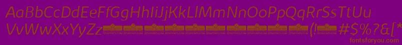 KabrioLightItalicTrial-fontti – ruskeat fontit violetilla taustalla