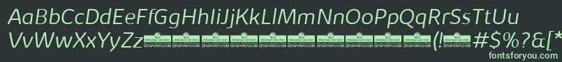KabrioLightItalicTrial-Schriftart – Grüne Schriften auf schwarzem Hintergrund