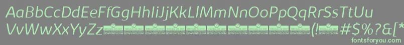 KabrioLightItalicTrial-Schriftart – Grüne Schriften auf grauem Hintergrund