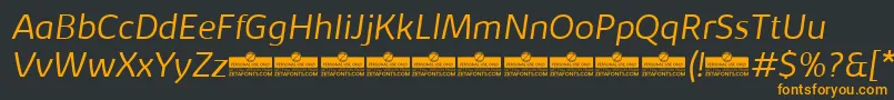 フォントKabrioLightItalicTrial – 黒い背景にオレンジの文字