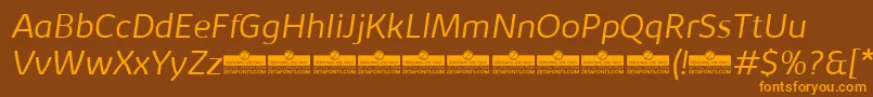KabrioLightItalicTrial-Schriftart – Orangefarbene Schriften auf braunem Hintergrund