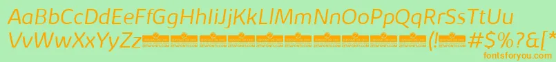 KabrioLightItalicTrial Font – Orange Fonts on Green Background