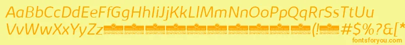 KabrioLightItalicTrial-fontti – oranssit fontit keltaisella taustalla
