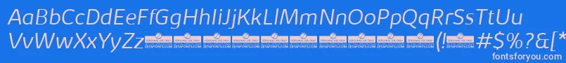 KabrioLightItalicTrial-fontti – vaaleanpunaiset fontit sinisellä taustalla