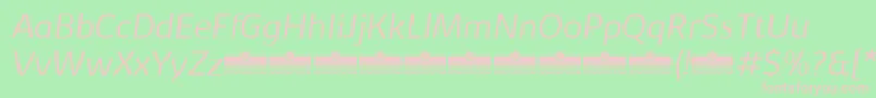 フォントKabrioLightItalicTrial – 緑の背景にピンクのフォント