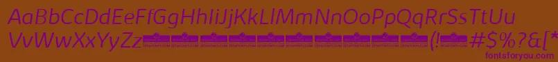 KabrioLightItalicTrial-Schriftart – Violette Schriften auf braunem Hintergrund
