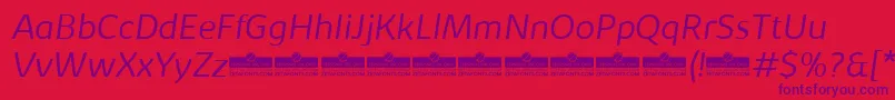 Czcionka KabrioLightItalicTrial – fioletowe czcionki na czerwonym tle
